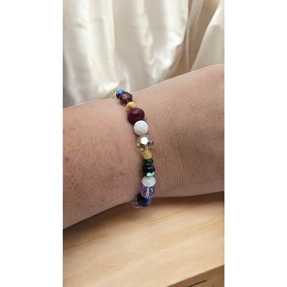 Multicolor Fauceted Bead Stretch Bracelet - Picture 1 of 5